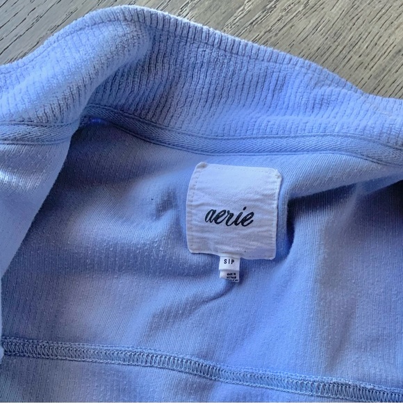 Aerie Light Blue Corduroy Cropped Bomber Jacket Small - Picture 3 of 10